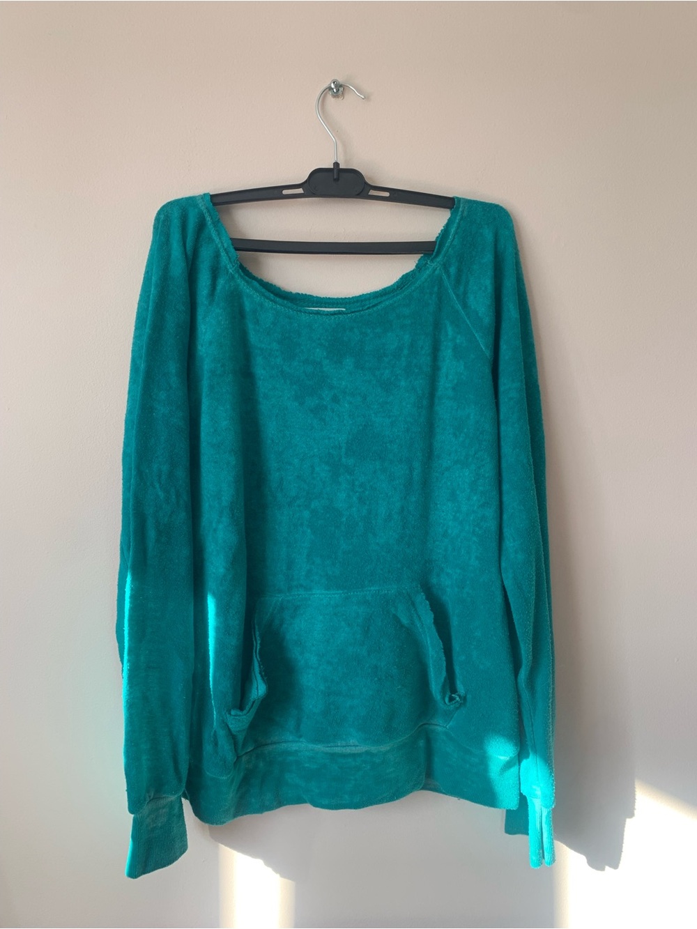Ocean Drive Teal Off-the-Shoulder Plush Pullover